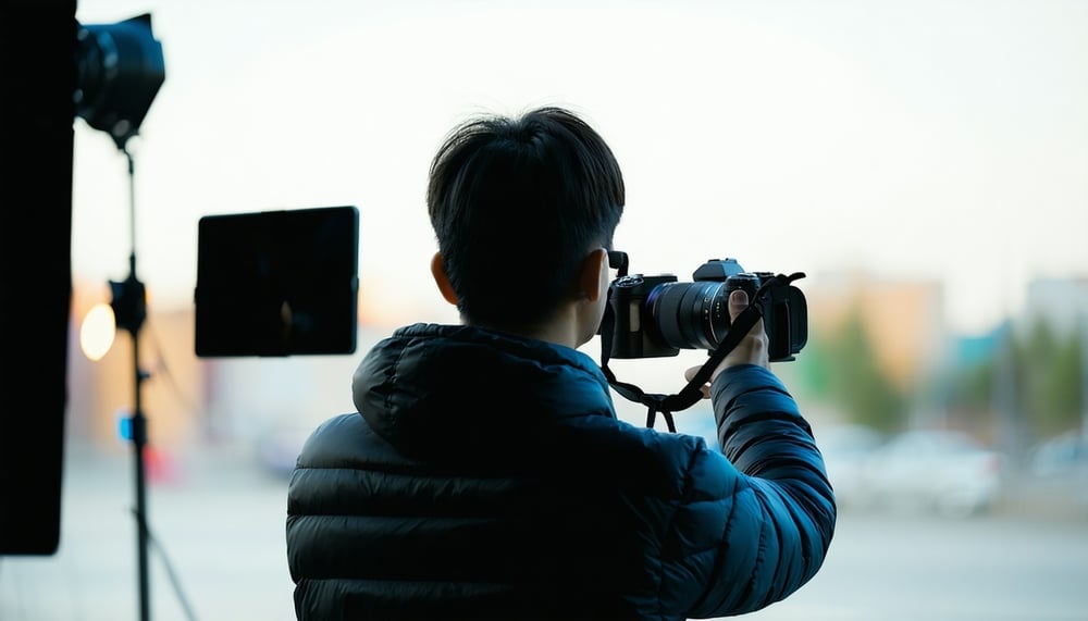 Person recording a video with a camera